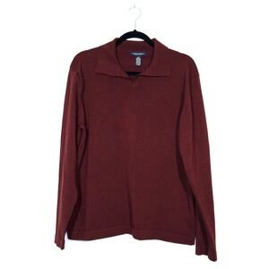 Banana Republic Maroon Red Merino Wool Collared Sweater‎ Size Large